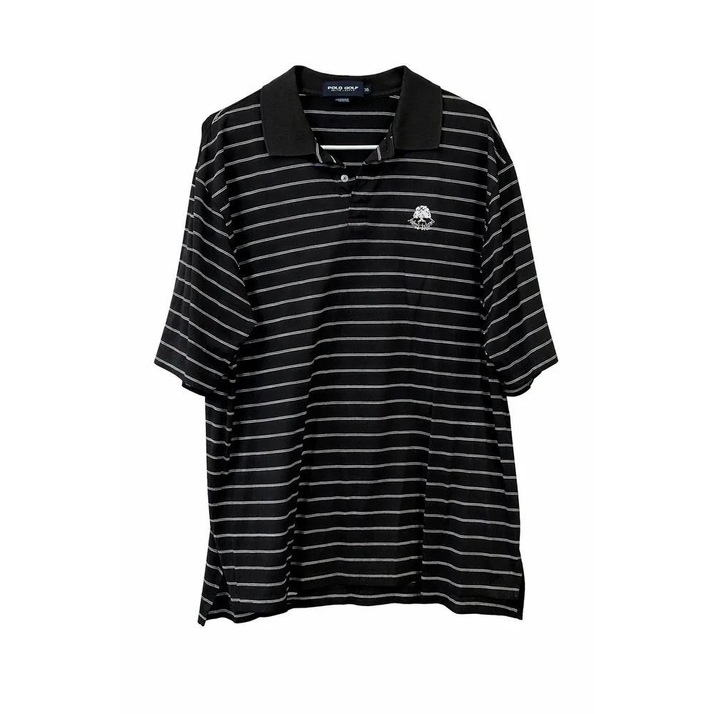 Polo Ralph Lauren Mens XL Black White Striped Golf Collar Shirt XL John's Island